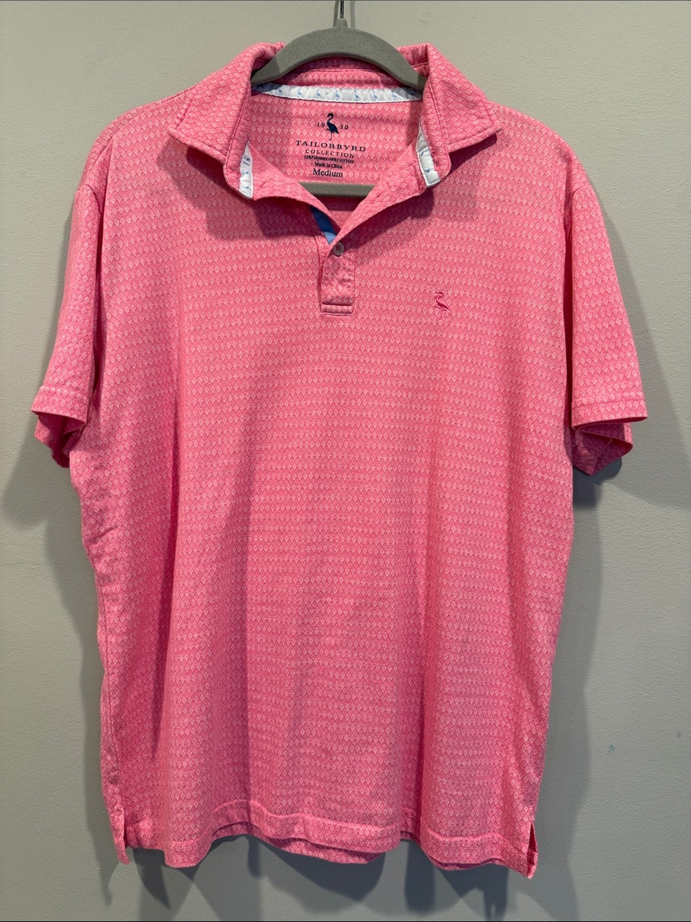 Tailorbyrd Men's Coral Pink Performance Polo- Medium